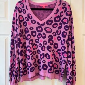 Lilly Pulitzer Pink and Purple V-Neck Sweater